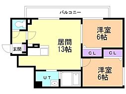 クレストパレス 2LDKの間取図画像