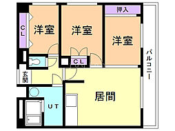 セントラル真々地 3LDKの間取図画像