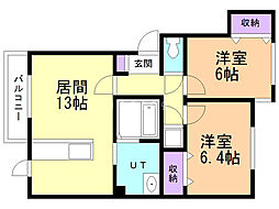 ラムズ千歳 2LDKの間取図画像