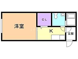 ポプリ高台1 1Kの間取図画像
