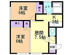 グリーンハピネス 2LDKの間取図画像