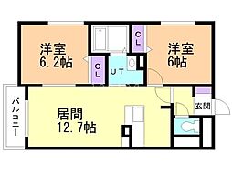 クレストパレス 2LDKの間取図画像