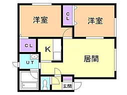 シャンパイン 2LDKの間取図画像