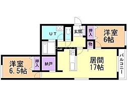 千歳市栄町3丁目アパート 2LDKの間取図画像