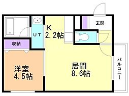ケーモード北斗 1LDKの間取図画像