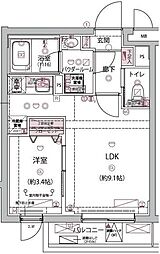 アルコバレーノ分倍河原 1LDKの間取図画像