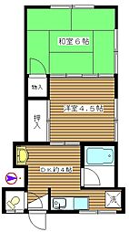 共栄ハイツ 2DKの間取図画像