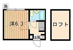 ジュネパレス草加第3 1Kの間取図画像