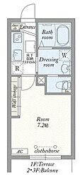 RIS伍番館 1Kの間取図画像