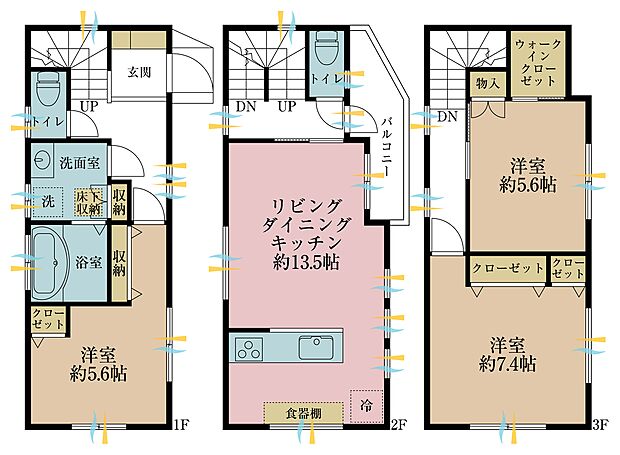 3LDK、土地面積56.65平米、建物面積89.02平米