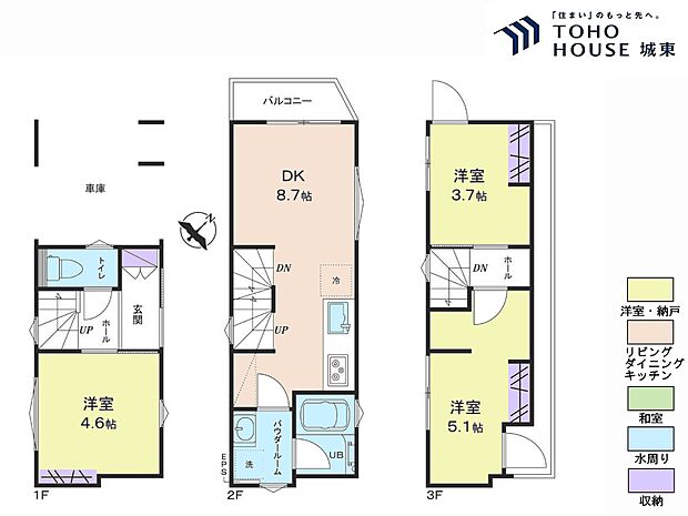 3DK、土地面積34.55平米、建物面積60.67平米