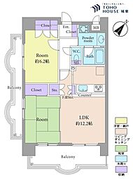 藤和シティホームズ神楽坂 2LDKの間取図画像