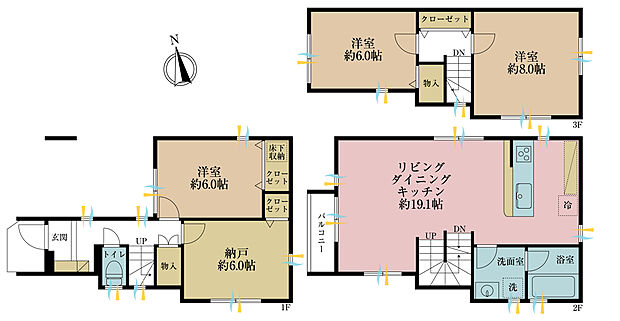 3SLDK、土地面積79.64平米、建物面積114.68平米