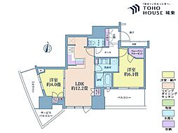 ルミナリータワー池袋 2LDKの間取図画像