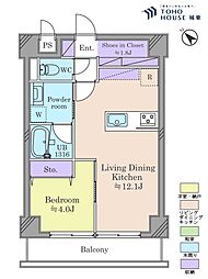 新大塚タウンプラザ 1LDKの間取図画像