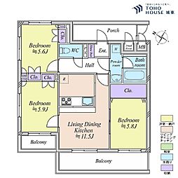 マイキャッスル武蔵関 3LDKの間取図画像
