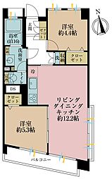 ハラダ面影橋マンション 2LDKの間取図画像