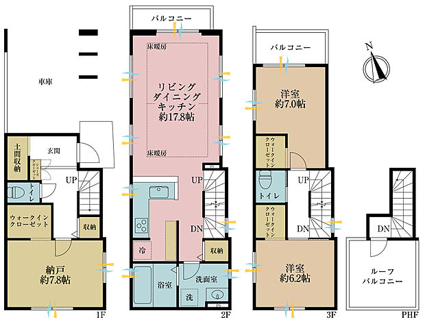 2SLDK、土地面積63.64平米、建物面積114.06平米