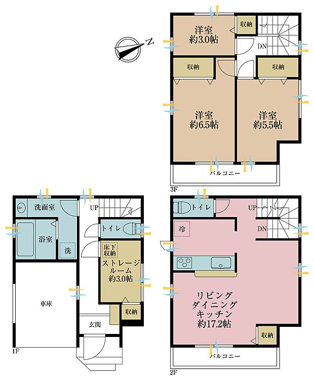 3SLDK、土地面積62.10平米、建物面積101.25平米