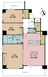 グラビスコート流山 3LDKの間取図画像