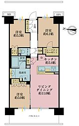 オーベルグランディオ三郷中央 3LDKの間取図画像