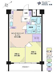 たつみ橋マンション 2LDKの間取図画像