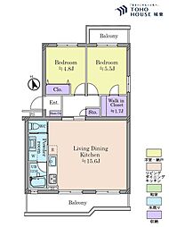 赤羽リバーサイドハイツ 2LDKの間取図画像