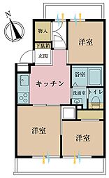 キャニオンマンション第2加賀町 3Kの間取図画像