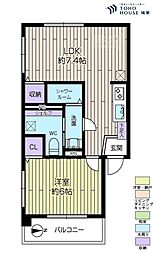 大久保ローヤルコーポ 1LDKの間取図画像