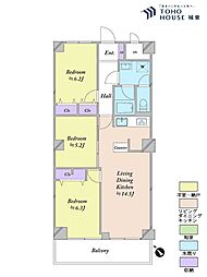 ライオンズマンションロワイヤル北小金 3LDKの間取図画像
