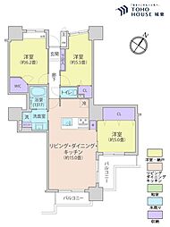 川口パークタワー 3LDKの間取図画像