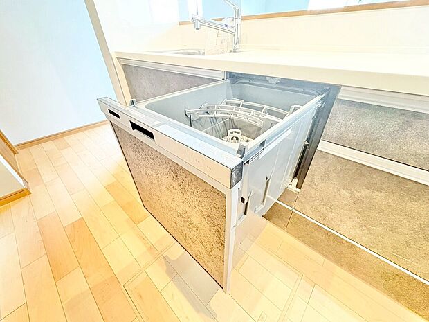 食器洗いの負担を軽減。手荒れを抑えて、節水効果も見込めます。省スペースのビルトインタイプです。
