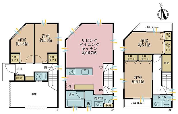 4LDK、土地面積55.99平米、建物面積107.27平米