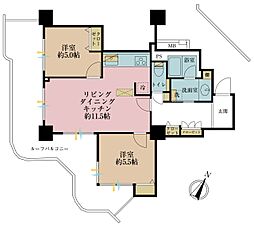 スカイフロントタワー川口 2LDKの間取図画像