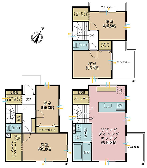 4LDK、土地面積84.65平米、建物面積108.36平米