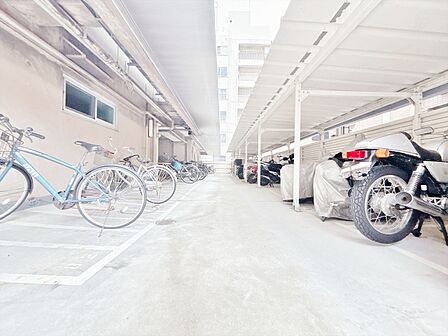 整理整頓された駐輪場で、管理体制の良好さがうかがえます。