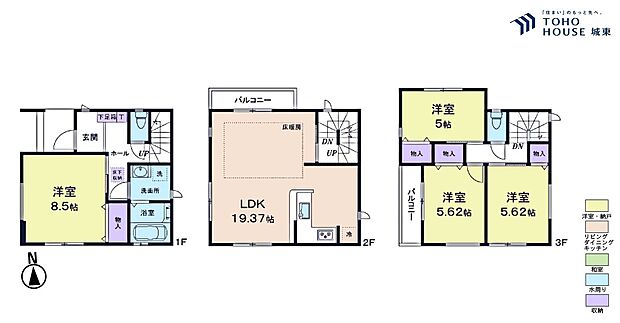 4LDK、土地面積66.96平米、建物面積108.87平米