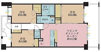 間取り:3LDK、専有面積70.38平米、バルコニー面積確認中 間取り:3LDK、専有面積70.38平米、バルコニー面積確認中