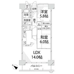 ライオンズマンション姫路東今宿 2LDKの間取図画像