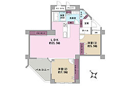 鎌倉ロジュマンB棟 2LDKの間取図画像