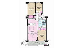 東急ドエル藤沢ビレジ2号棟 3LDKの間取図画像