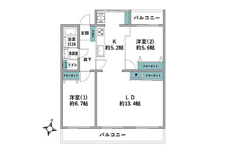 2LDK 間取り