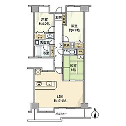レイクヒルズ洗足公園 3階3LDKの間取り