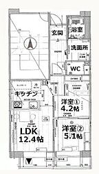アクティ目黒駅前1号棟 9階2LDKの間取り