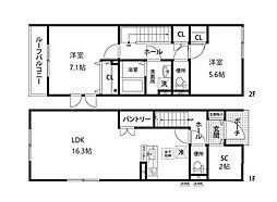 コルテシア洗足 B棟 2LDKの間取り