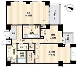 エスティメゾン白金台 5階2LDKの間取り