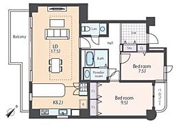 コスモ碑文谷 2階2LDKの間取り