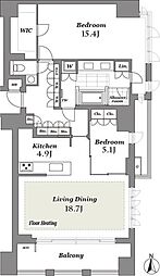 THE CONOE 三田綱町 3階2LDKの間取り