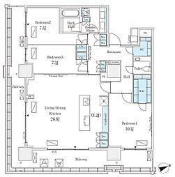 ロイヤルパークス品川 28階3LDKの間取り