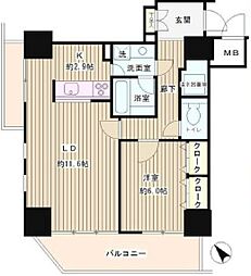 トレステージ目黒 6階1LDKの間取り